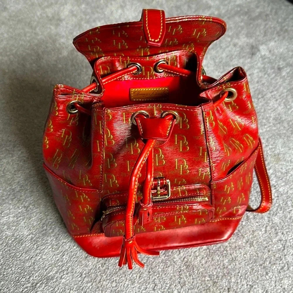 Dooney & Bourke 1975 Murphy Monogram Vintage Red Backpack GUC - Picture 2 of 13